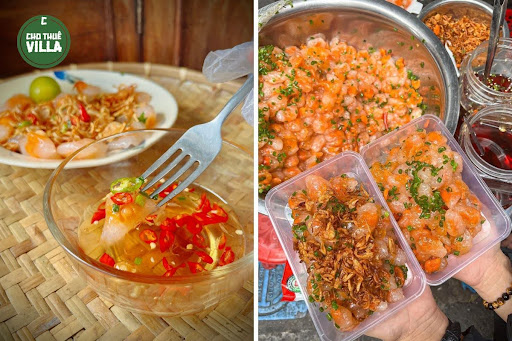 Bánh bột lọc khu vực bãi đá Ông Địa tại các cô bán hàng rong